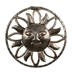 KAEMINGK Lampe murale solaire en métal (D37 cm) Dieu soleil pâtiné et blanc chaud Or Discount