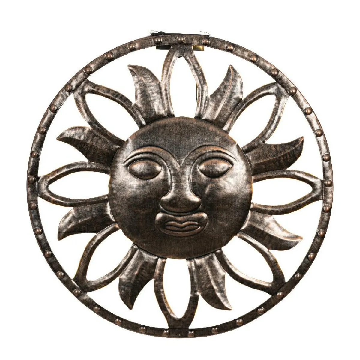KAEMINGK Lampe murale solaire en métal (D37 cm) Dieu soleil pâtiné et blanc chaud Or Discount