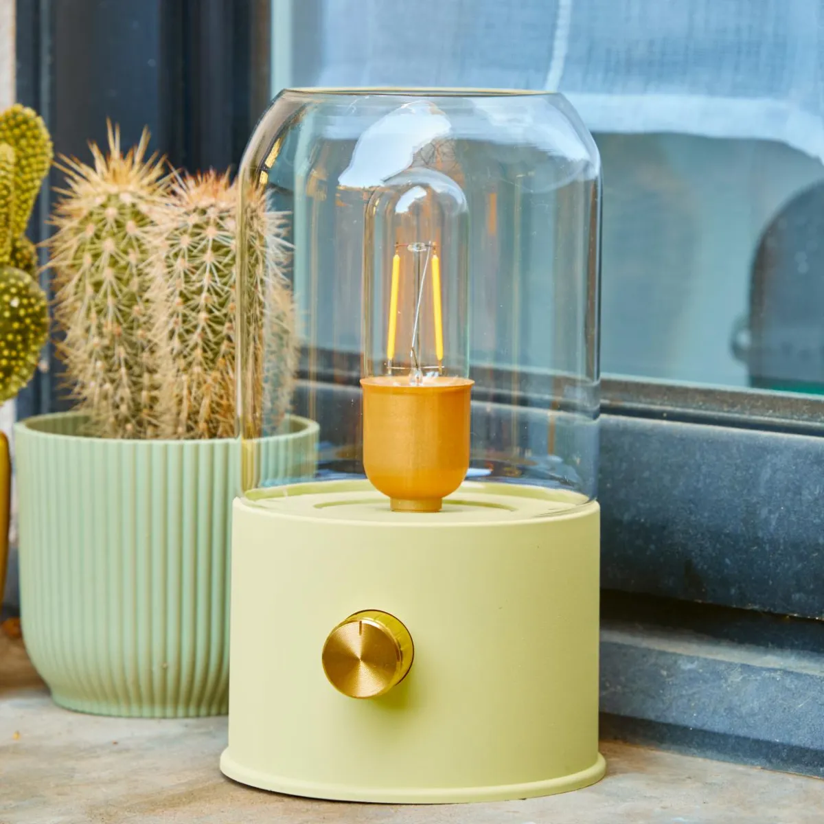 #N/A Lampe tempête sans fil rechargeable USB (H20 cm) Vert Hot