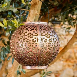 #N/A Lanterne de jardin solaire LED (H17 cm) Palazzo Brun rustique Marron
