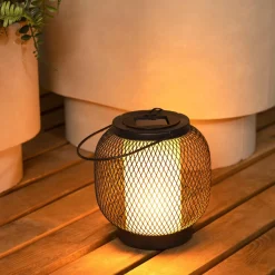 #N/A Lanterne solaire métal à LED (H15 cm) Croisillon et blanc chaud Noir Best