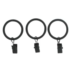 LUANCE Lot de 8 anneaux à pinces tringle rideau (D20 mm) Jim mat Noir Best