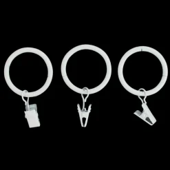 LUANCE Lot de 8 anneaux à pinces tringle rideau (D20 mm) Jim mat Blanc Hot