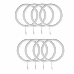 LUANCE Lot de 8 anneaux tringle rideau (D28 mm) Lino mat Blanc Sale