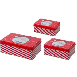 KAEMINGK Lot de 3 boites en métal Papa Noël (H13 cm) et blanc Rouge Clearance