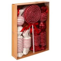 JJA Lot de 8 bonbons Géants (H38 cm) Sucreries festives et Blanc Rouge New