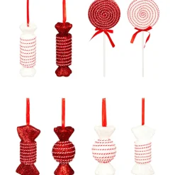 JJA Lot de 8 bonbons Géants (H38 cm) Sucreries festives et Blanc Rouge New