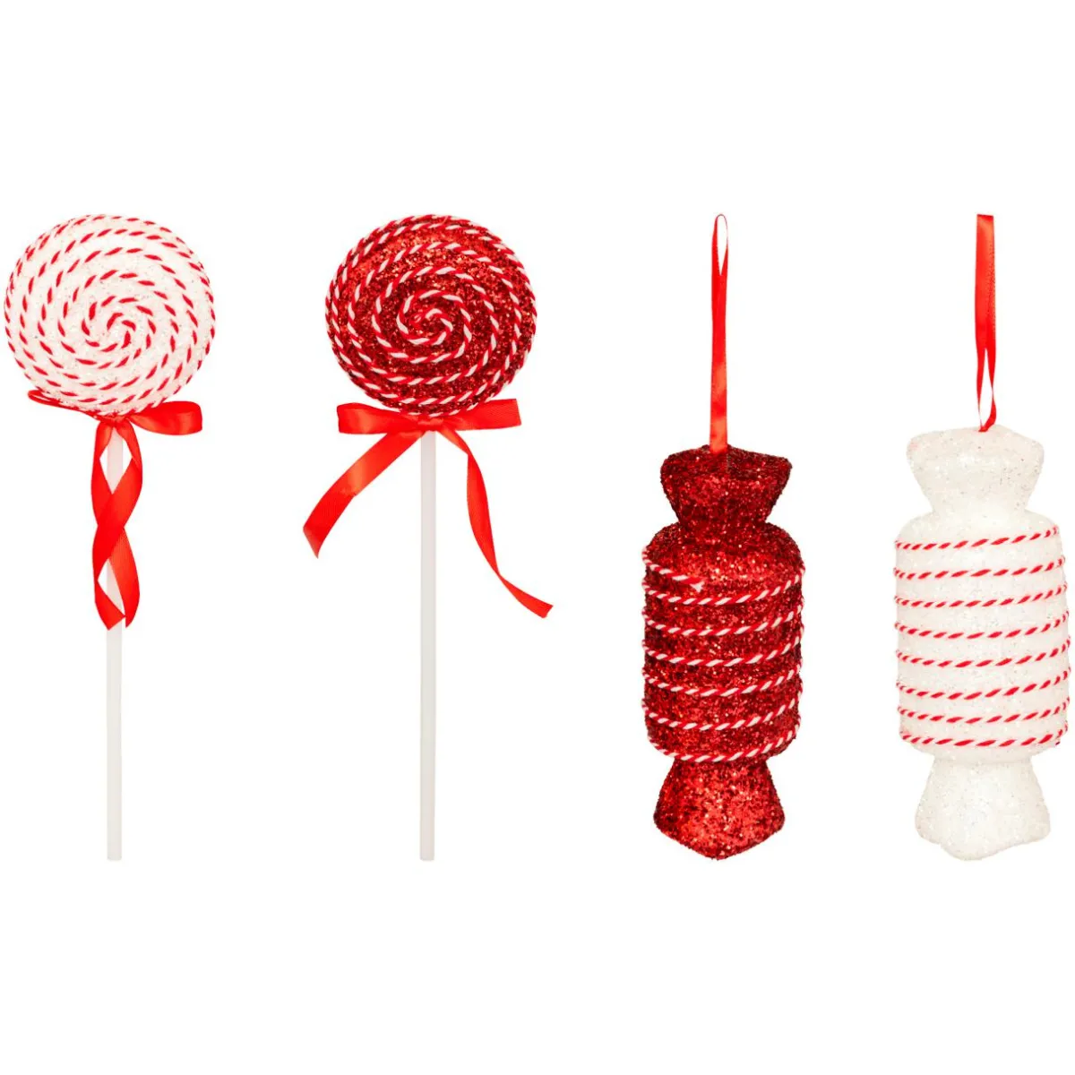 JJA Lot de 8 bonbons Géants (H21 cm) Sucreries festives et Blanc Rouge Best