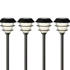 #N/A Lot de 4 bornes de jardin solaire LED (H30 cm) Garden Noir New