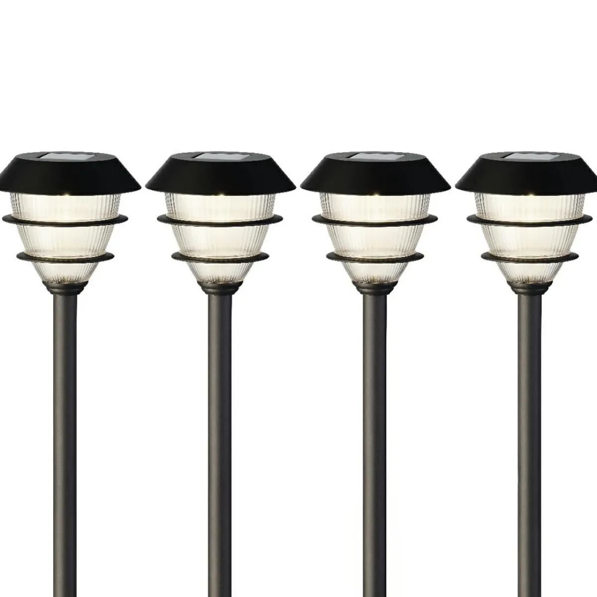 #N/A Lot de 4 bornes de jardin solaire LED (H30 cm) Garden Noir New
