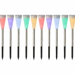 #N/A Lot de 10 bornes de jardin solaires (H26 cm) Marly Multicolore Outlet