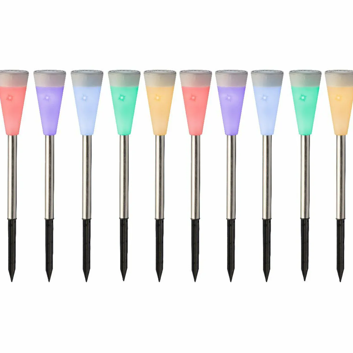 #N/A Lot de 10 bornes de jardin solaires (H26 cm) Marly Multicolore Outlet