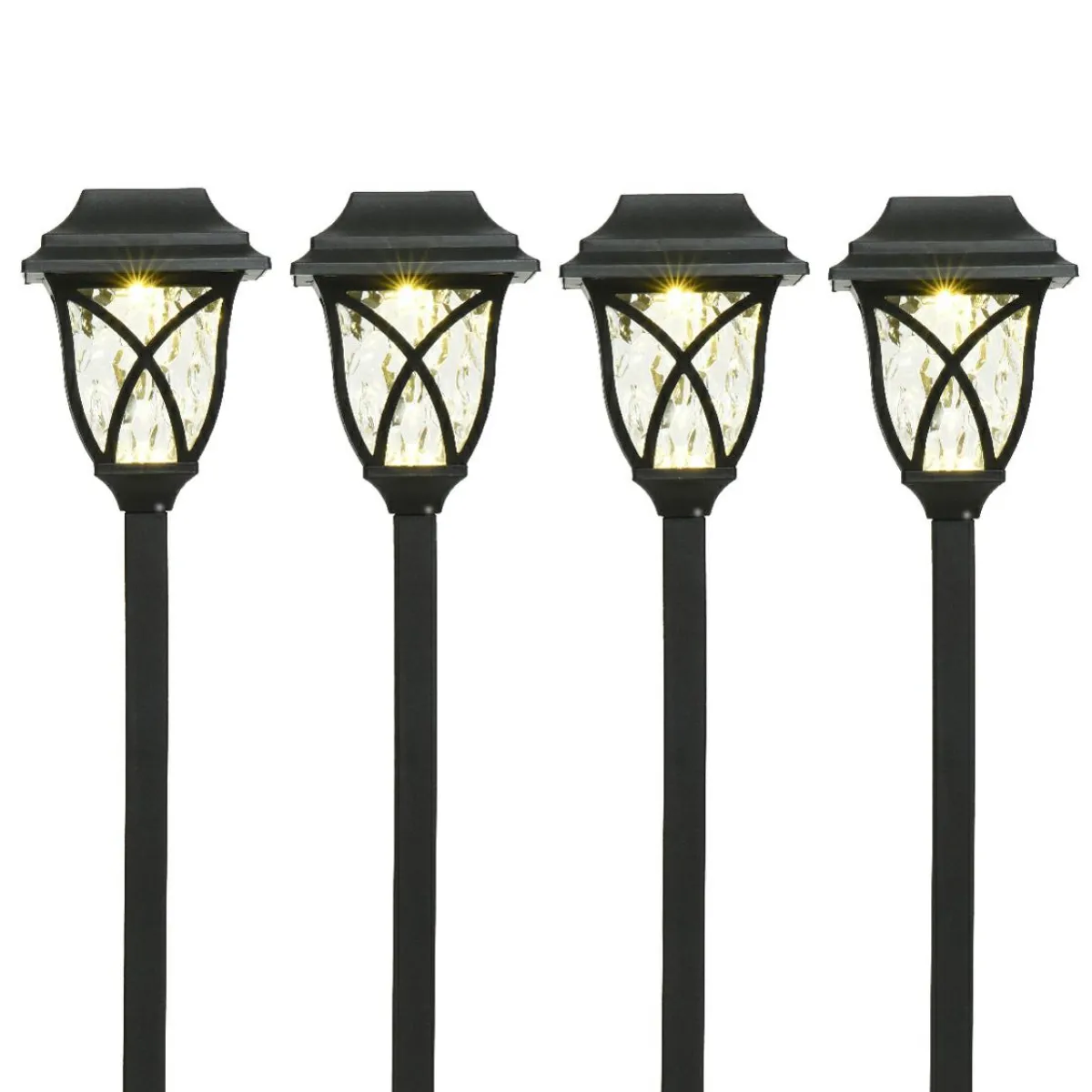 #N/A Lot de 4 bornes de jardin solaire LED (H33 cm) Botany Noir Clearance