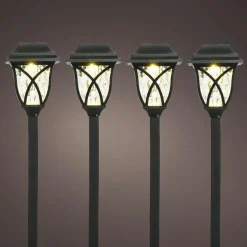#N/A Lot de 4 bornes de jardin solaire LED (H33 cm) Botany Noir Clearance
