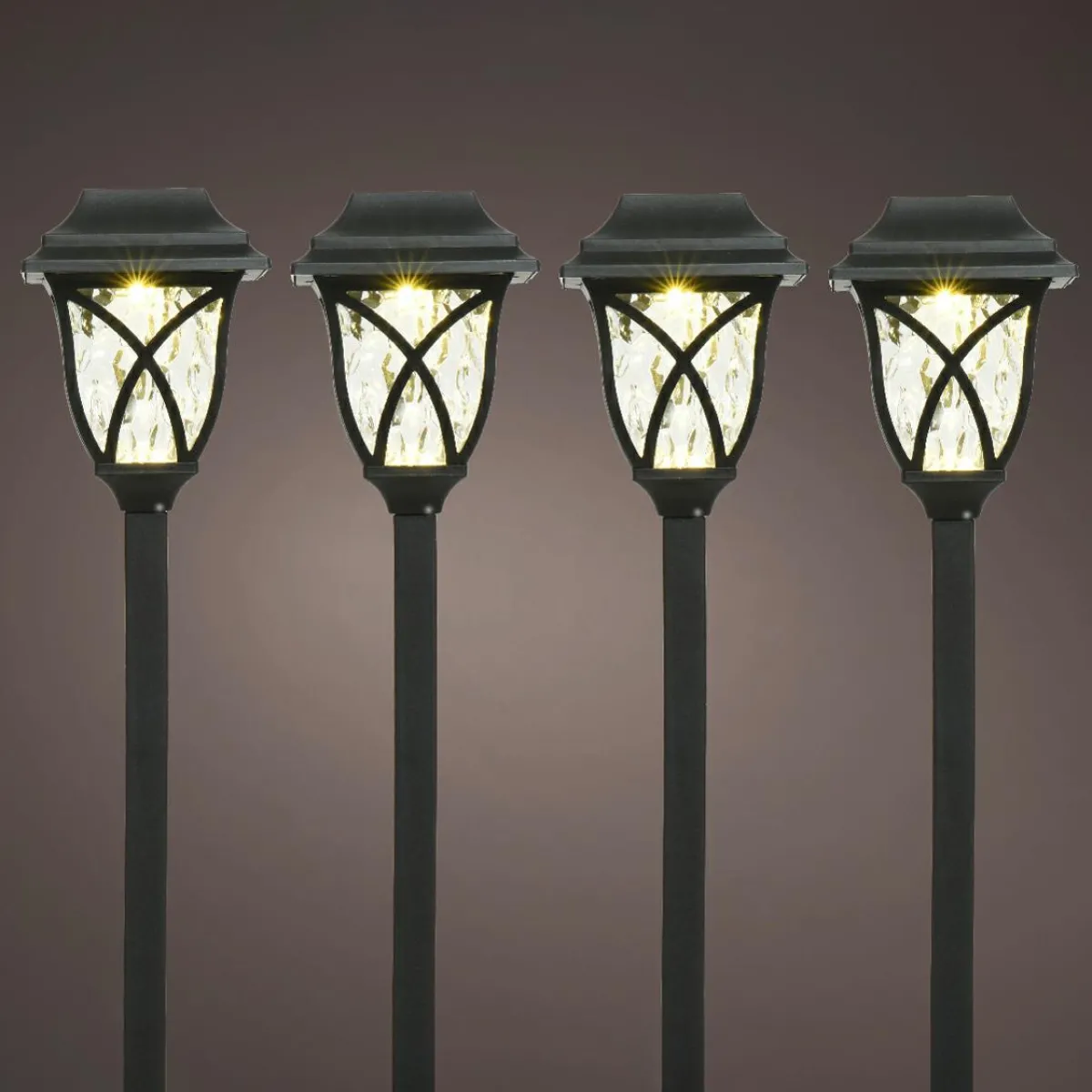 #N/A Lot de 4 bornes de jardin solaire LED (H33 cm) Botany Noir Clearance