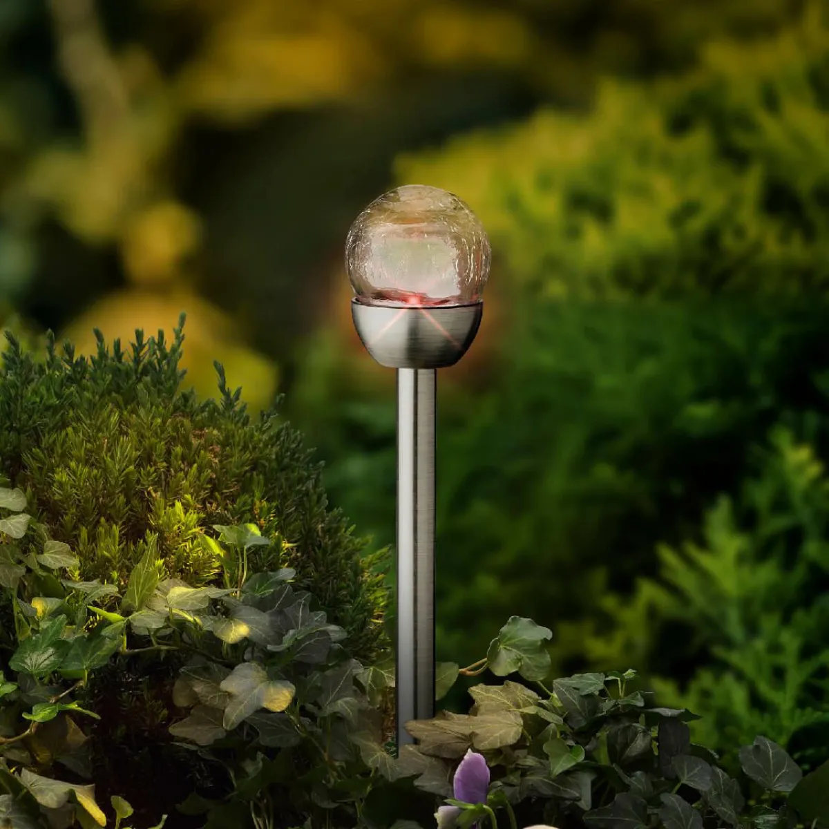 #N/A Lot de 6 bornes de jardin solaires (H24,5 cm) Verre craquelé Multicolore Discount