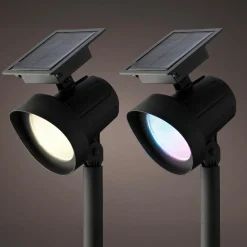 KAEMINGK Lot de 2 bornes de jardin solaire 25 lumens (H31 cm) Spots Blanc chaud et Multicolore Best