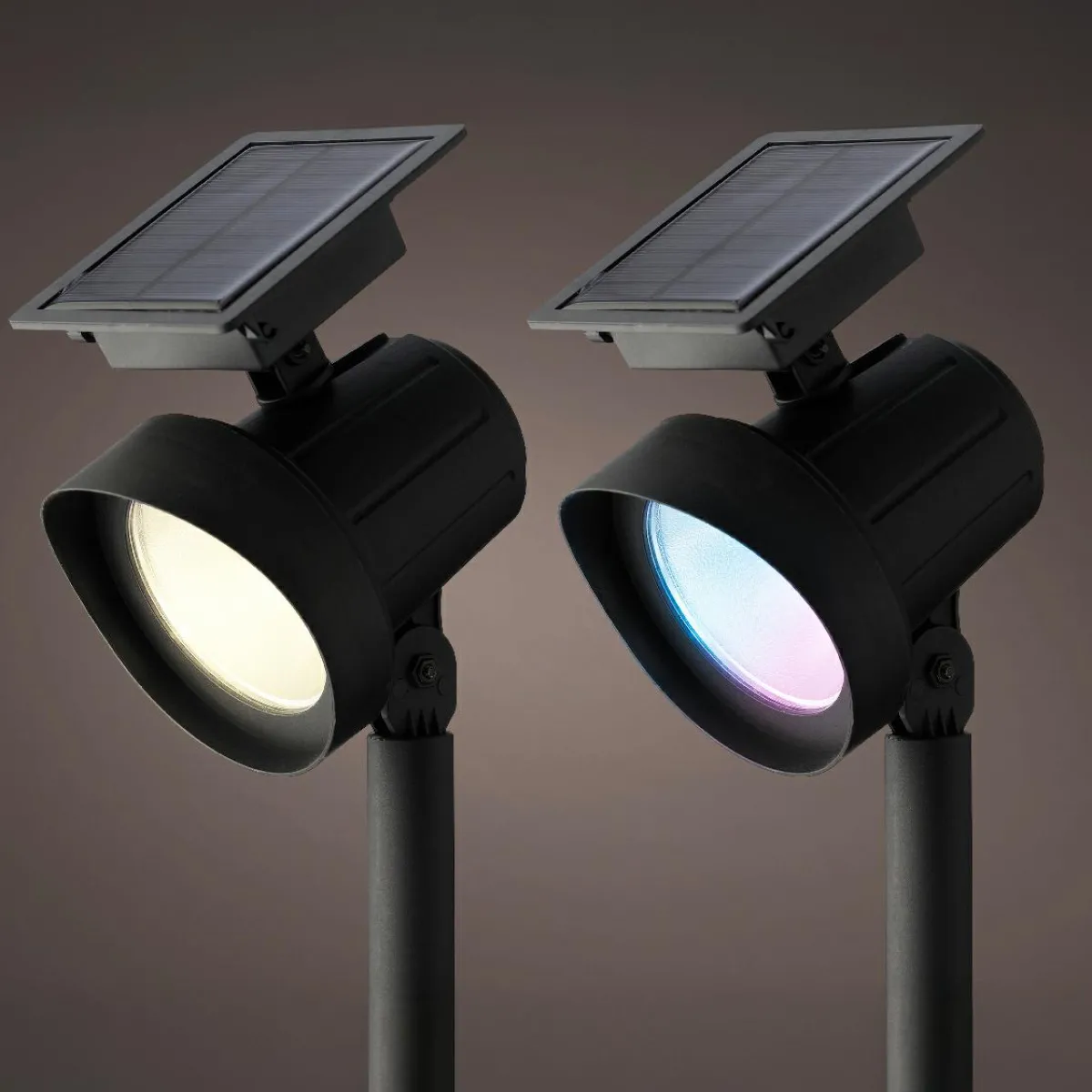 KAEMINGK Lot de 2 bornes de jardin solaire 25 lumens (H31 cm) Spots Blanc chaud et Multicolore Best