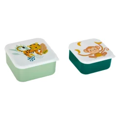 OSTARIA Lot de 2 boîtes à gouter enfant Tigre et Singe Vert tilleul Clearance