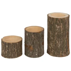 Feeric Lights & Christmas Lot de 3 Bougeoirs (D6 cm) Rondin de Bois Sale