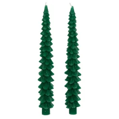 JJA Lot de 2 bougies bâton en cire (H25 cm) Sapin Vert