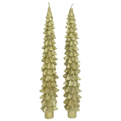 JJA Lot de 2 bougies bâton en cire (H25 cm) Sapin Dé Or
