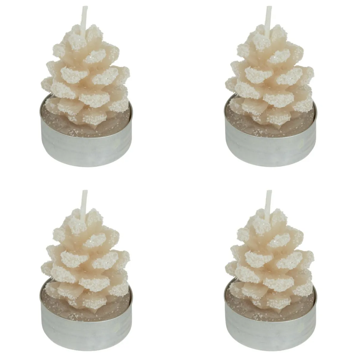 JJA Lot de 4 bougies chauffe-plats Pomme de pain enneigée Beige Outlet
