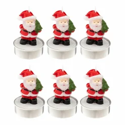 Feeric Lights & Christmas Lot de 6 bougies Chauffe-plat (H6 cm) Père Noël Rouge Online