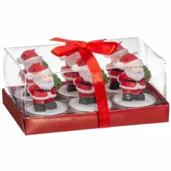 Feeric Lights & Christmas Lot de 6 bougies Chauffe-plat (H6 cm) Père Noël Rouge Online