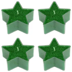 JJA Lot de 4 bougies chauffe-plat Étoiles pailleté Vert Online