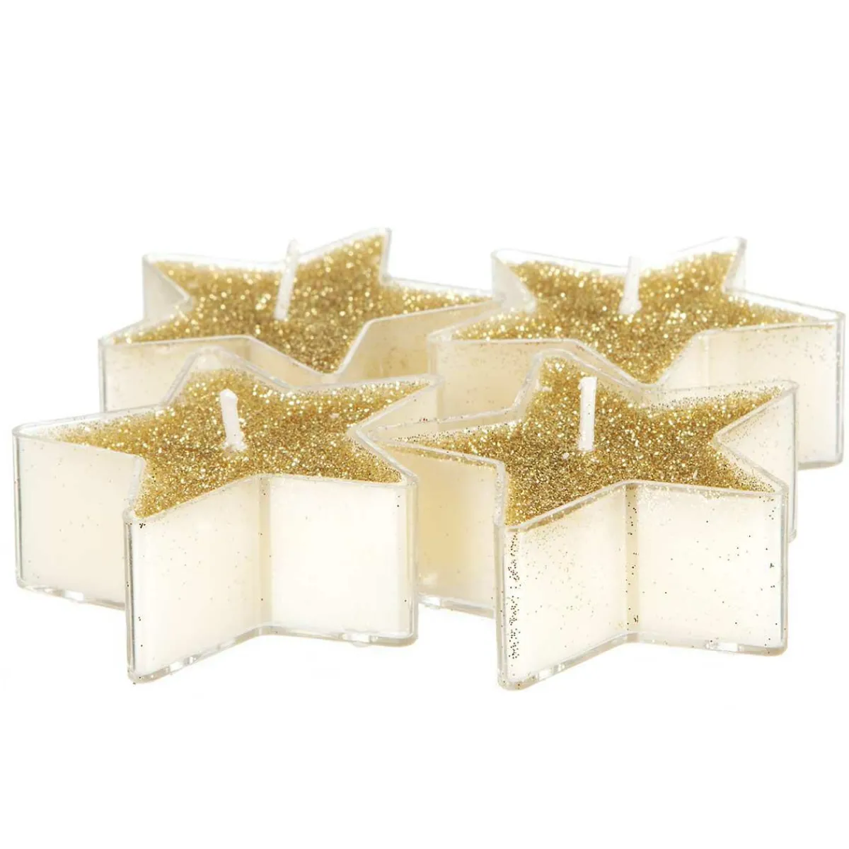 Feeric Lights & Christmas Lot de 4 bougies (D6 cm) Étoiles pailletées Or Discount