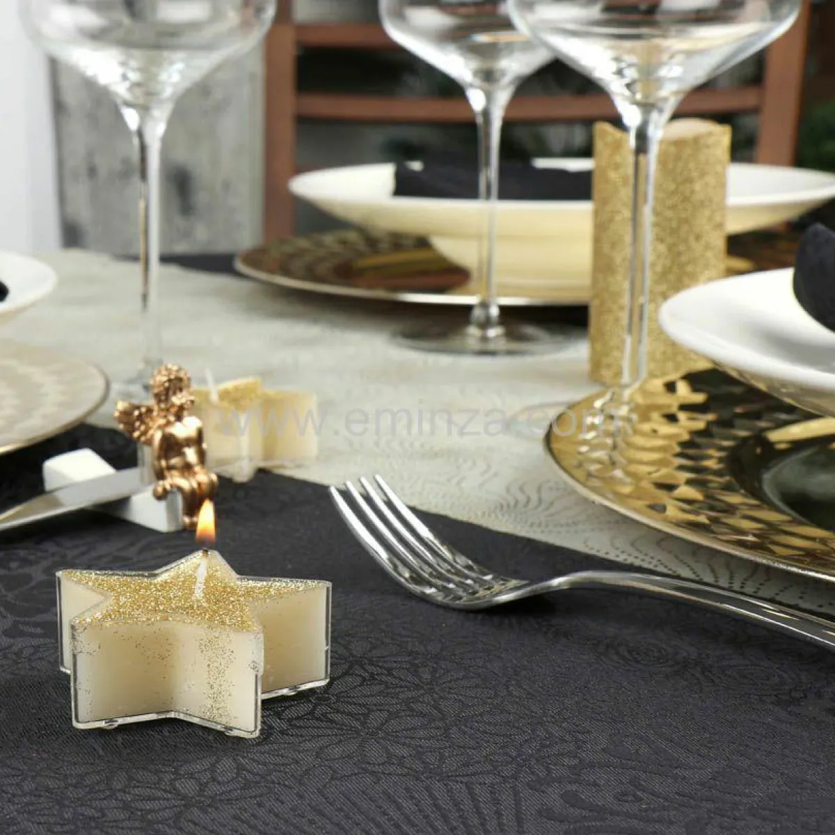 Feeric Lights & Christmas Lot de 4 bougies (D6 cm) Étoiles pailletées Or Discount