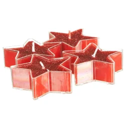 Feeric Lights & Christmas Lot de 4 bougies (D6 cm) Étoiles pailletées Rouge Online