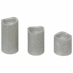 Feeric Lights & Christmas Lot de 3 bougies LED (D5 cm) à paillettes Argent Hot