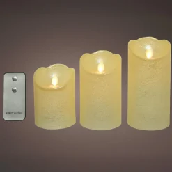 KAEMINGK Lot de 3 bougies LED vacillantes (D7,5 cm) Cire naturelle Crème Beige Online