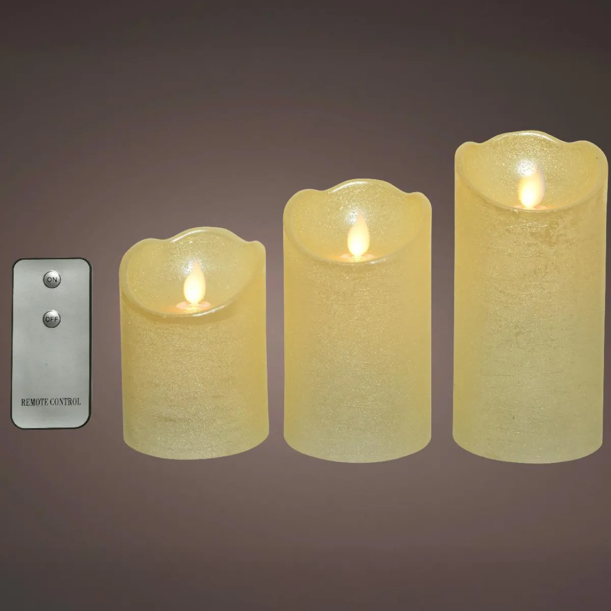 KAEMINGK Lot de 3 bougies LED vacillantes (D7,5 cm) Cire naturelle Crème Beige Online
