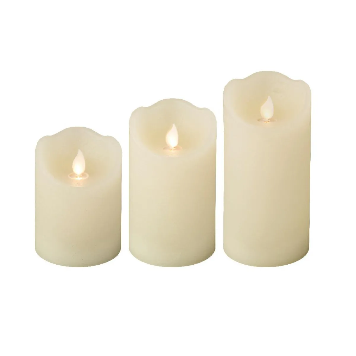 KAEMINGK Lot de 3 bougies LED vacillantes (D7,5 cm) Cire naturelle Crème Beige Online