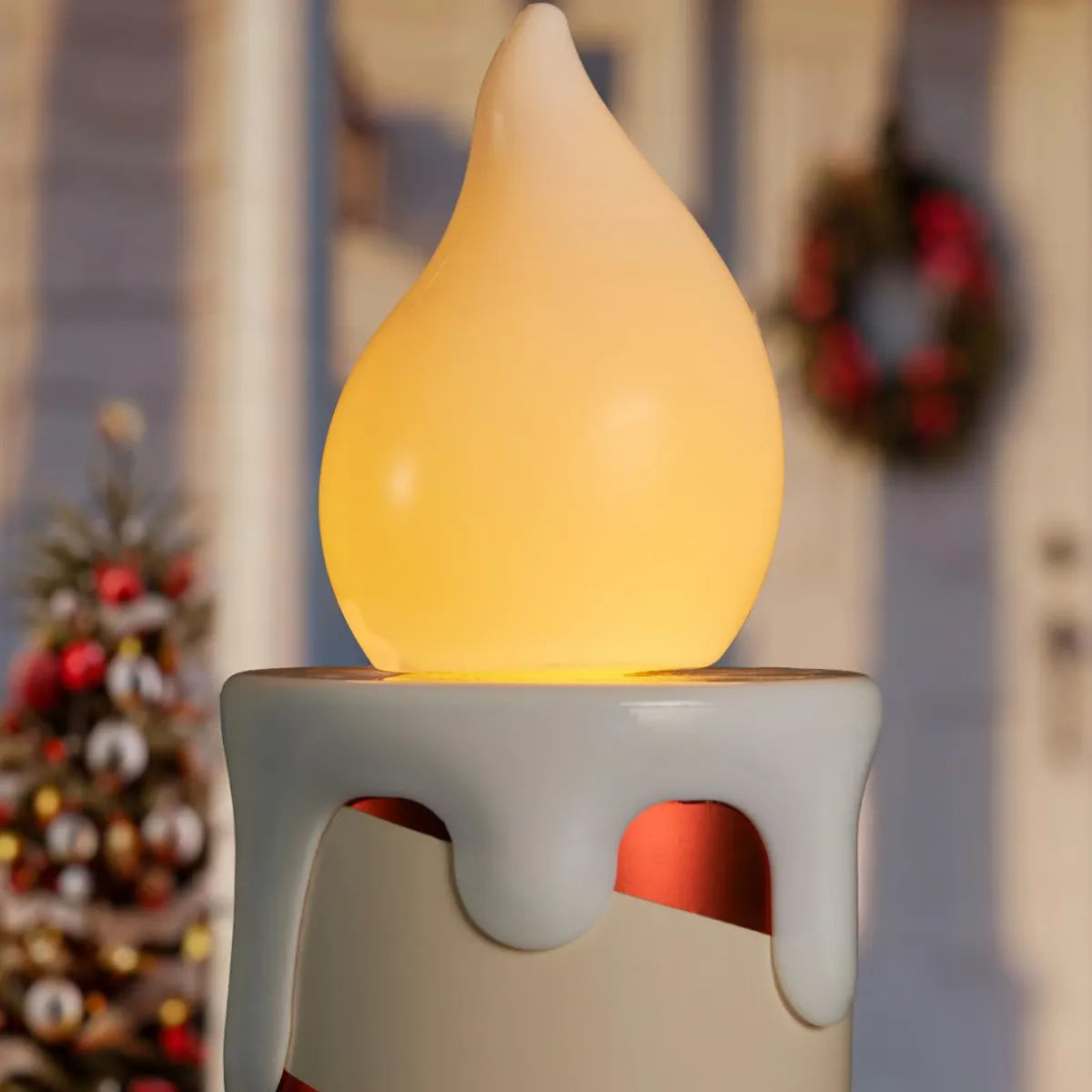 KOOPMAN Lot de 2 bougies lumineuses Géantes (H82 cm) Candy Candle et blanc Rouge New