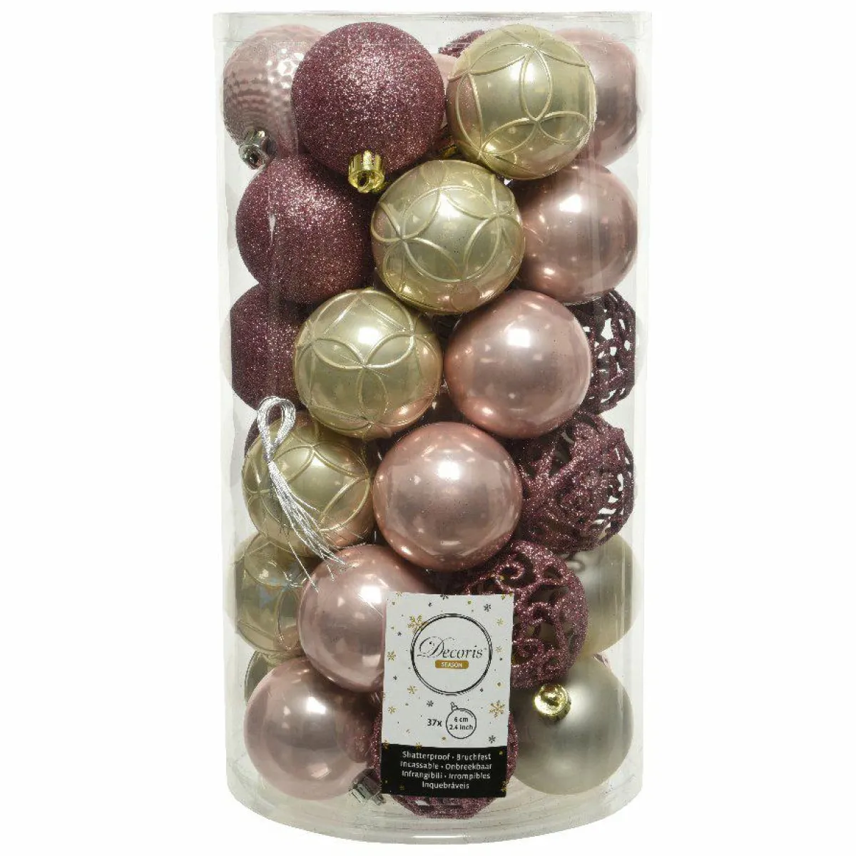 KAEMINGK Lot de 37 boules de Noël Alpine Rose poudré Tricolore rose poudré Vieux rose Or Online