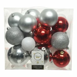 KAEMINGK Lot de 26 boules de Noël Lara Multi /Blanc/ Argent Rouge Online