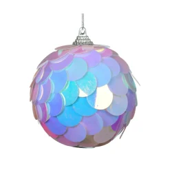 KAEMINGK Lot de 4 boules de Noël à sequins (D80 mm) Ice irisé Transparent irisé New
