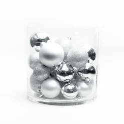 EMINZA Lot de 30 boules de Noël assorties New Alpine Argent Clearance
