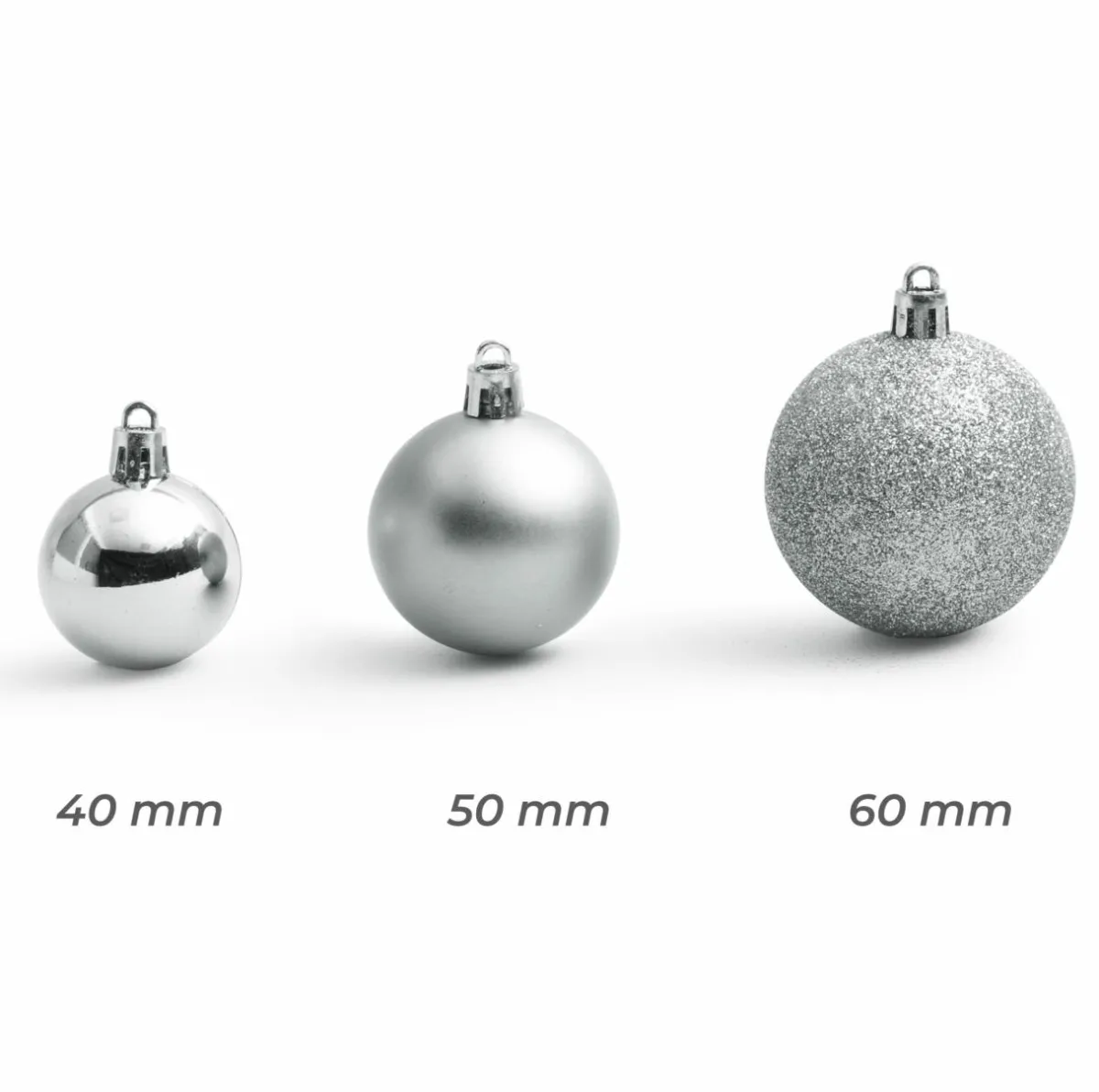EMINZA Lot de 30 boules de Noël assorties New Alpine Argent Clearance