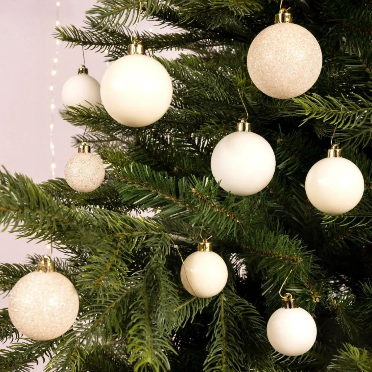 KAEMINGK Lot de 30 boules de Noël assorties Alpine Blanc laine