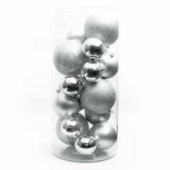 EMINZA Lot de 20 boules de Noël assorties New Alpine Argent Hot