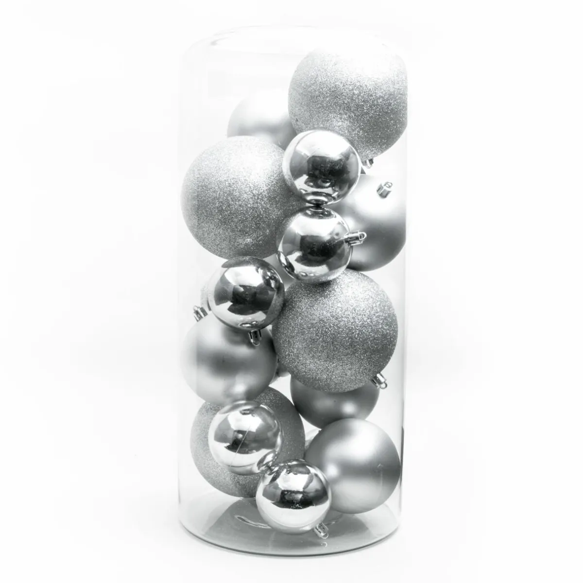 EMINZA Lot de 20 boules de Noël assorties New Alpine Argent Hot