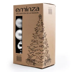 EMINZA Lot de 20 boules de Noël assorties New Alpine Argent Hot