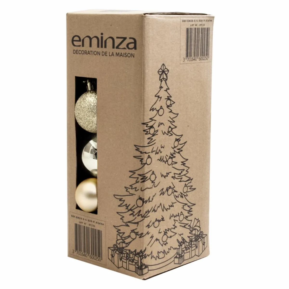 EMINZA Lot de 30 boules de Noël assorties New Alpine Perle Online