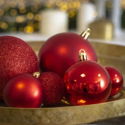 EMINZA Lot de 20 boules de Noël assorties New Alpine Rouge Best