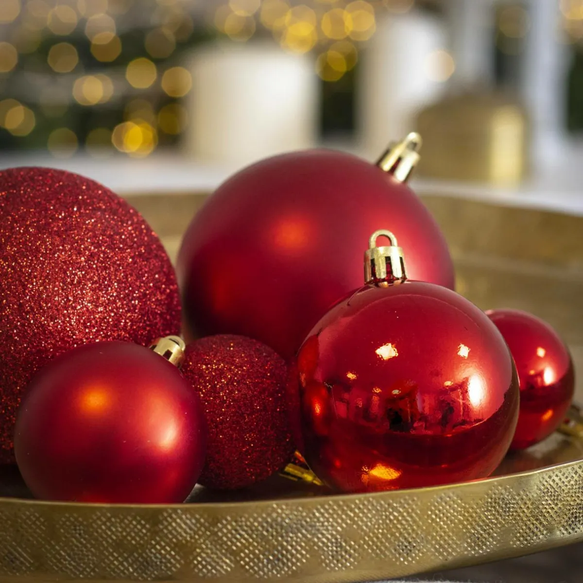 EMINZA Lot de 20 boules de Noël assorties New Alpine Rouge Best